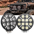 120Watts 9 Inch Round LED Spot Lights - Super Bright - 12v/24v - Off Road Driving Lights With White/Amber DRL